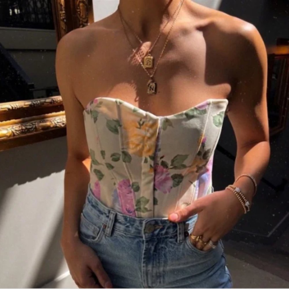 BLOGGER'S FAVE! Zara Floral Corset Top Sz XS, S, M, L NWT - Picture 12 of 17